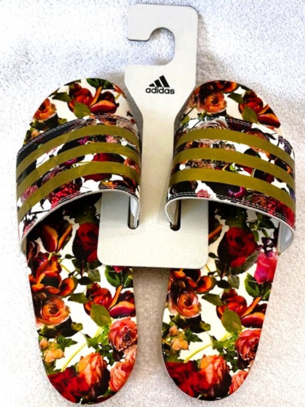 adidas Adilette series Comfort Slides in floral Men's Size 7 NWT